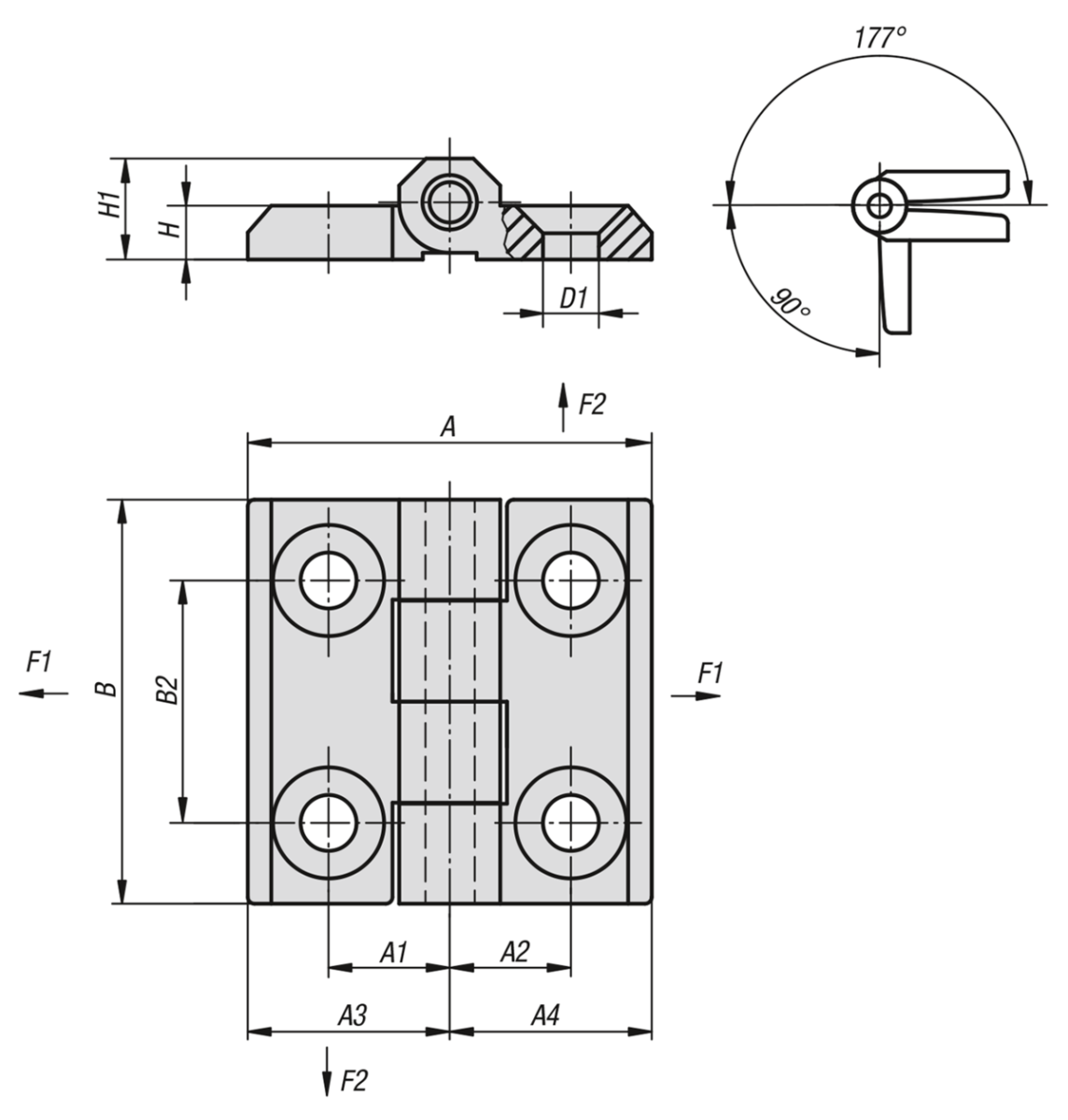 Hinges, stainless steel