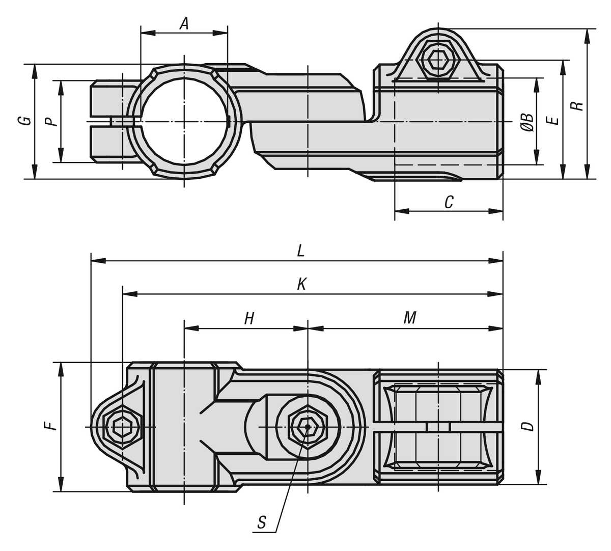 KIPP Tube clamps swivel aluminum, metric