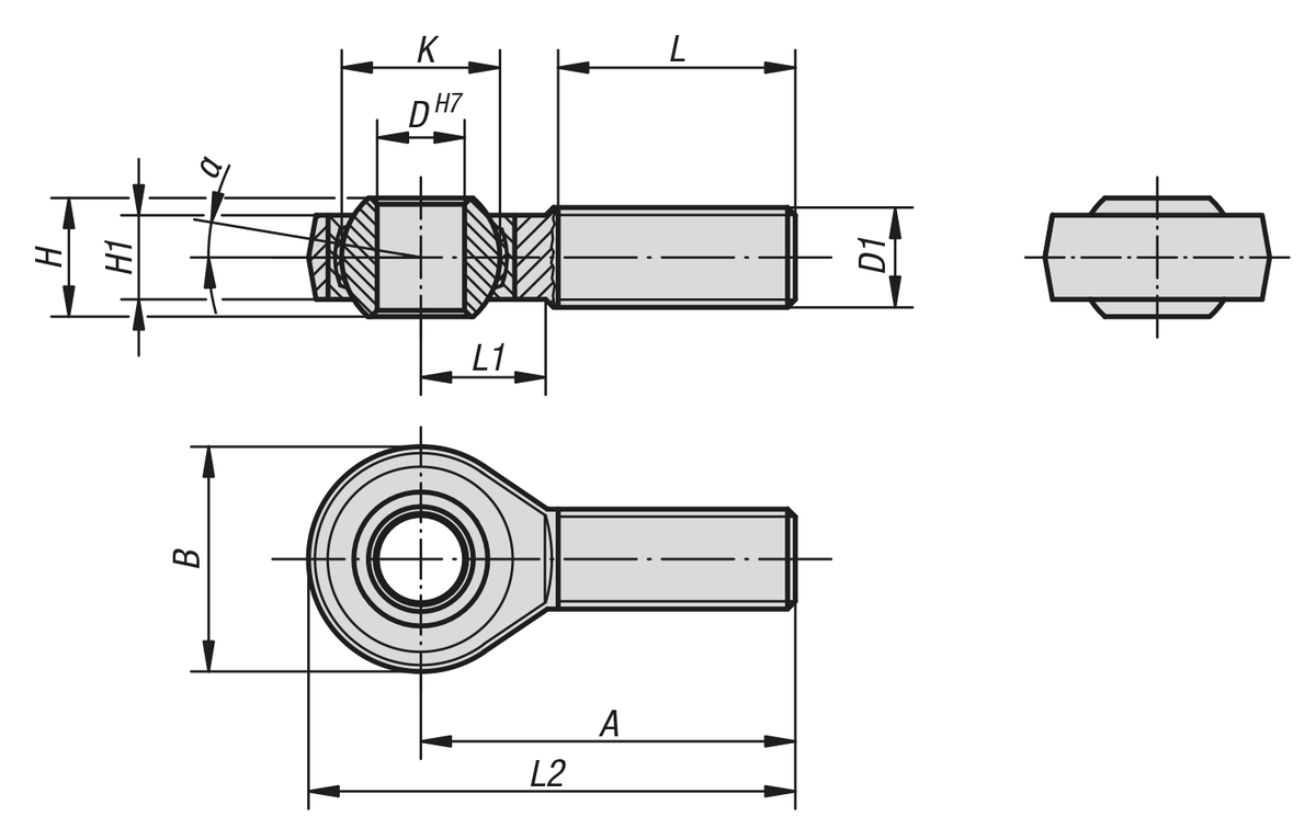 KIPP Rod ends with plain bearing, external thread, steel, DIN ISO
