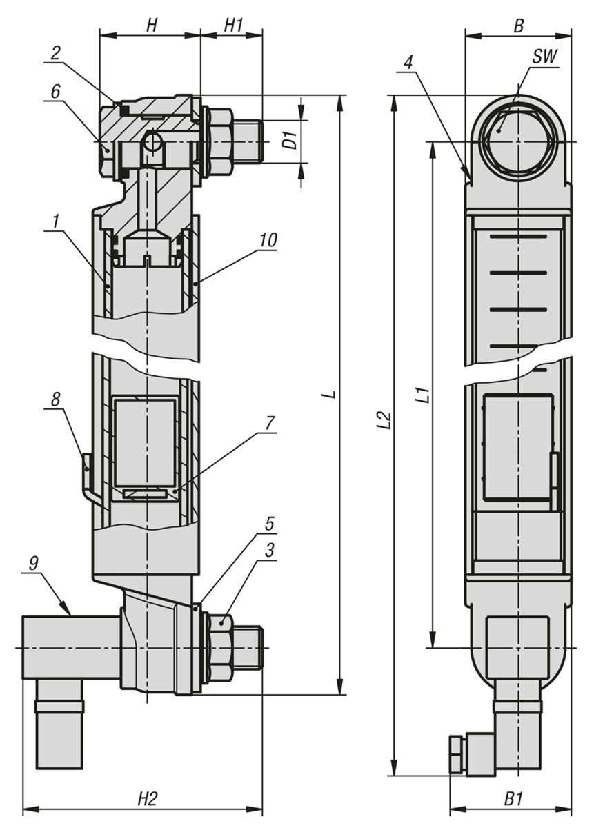 KIPP Oil level gauge with electric oil level and temperature