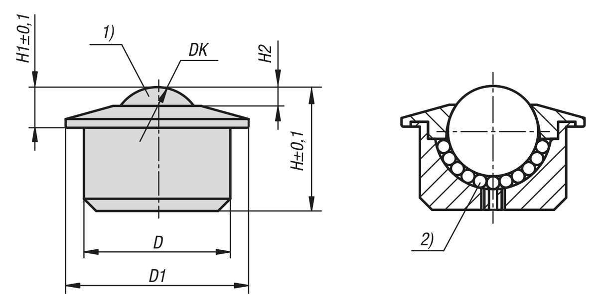 Billes de convoyage avec boîtier en plastique, forme A