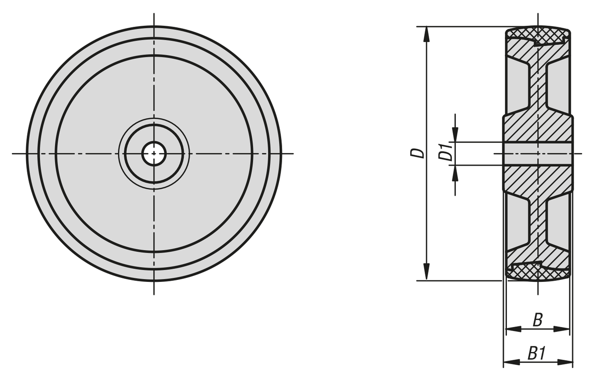 Roue polyamide avec bandage injecté