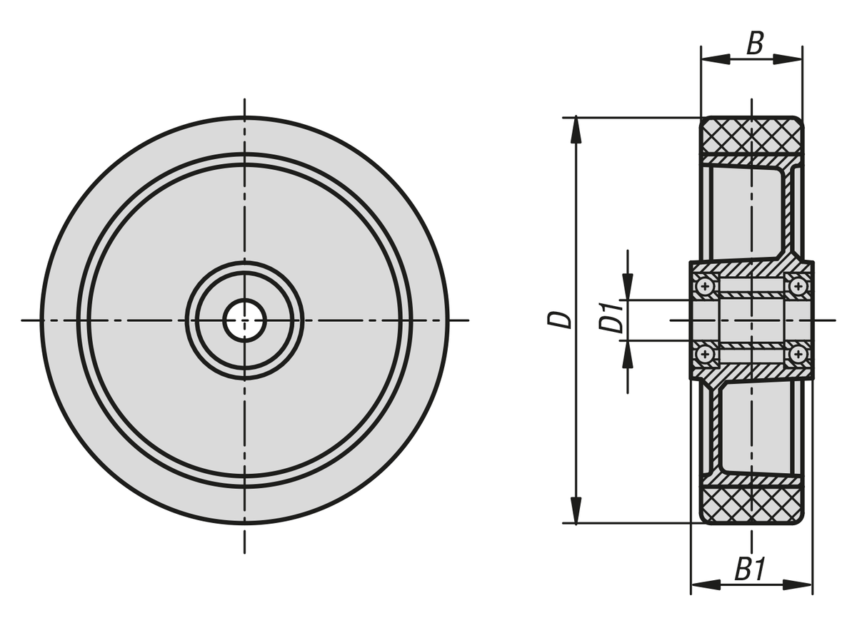 Roue aluminium avec bandage injecté