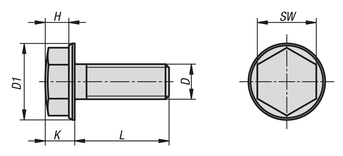 Hexagon head bolts, stainless steel in Hygienic DESIGN