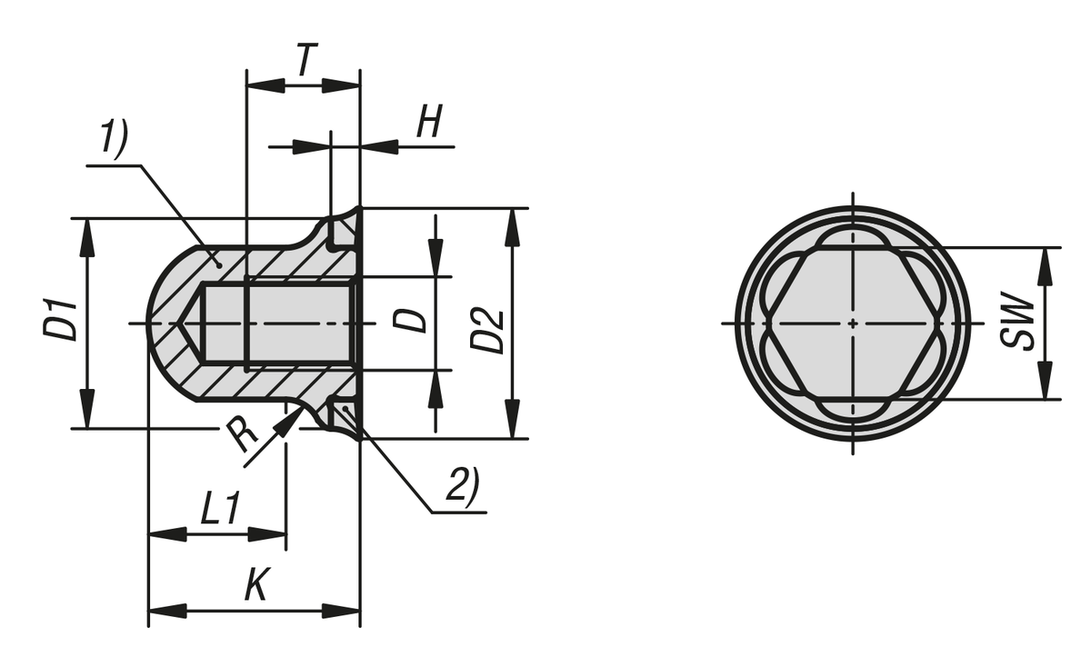 Hex nuts, stainless steel with seal washer in Hygienic DESIGN