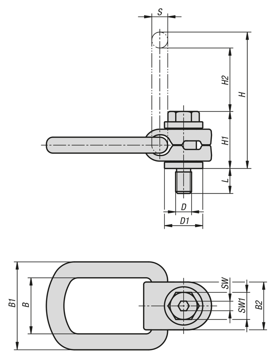 Hoist rings, steel, 360° rotation, grade 10