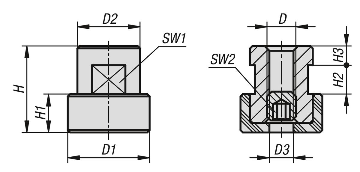 Adjustable clamping elements for toggle clamps with force sensor