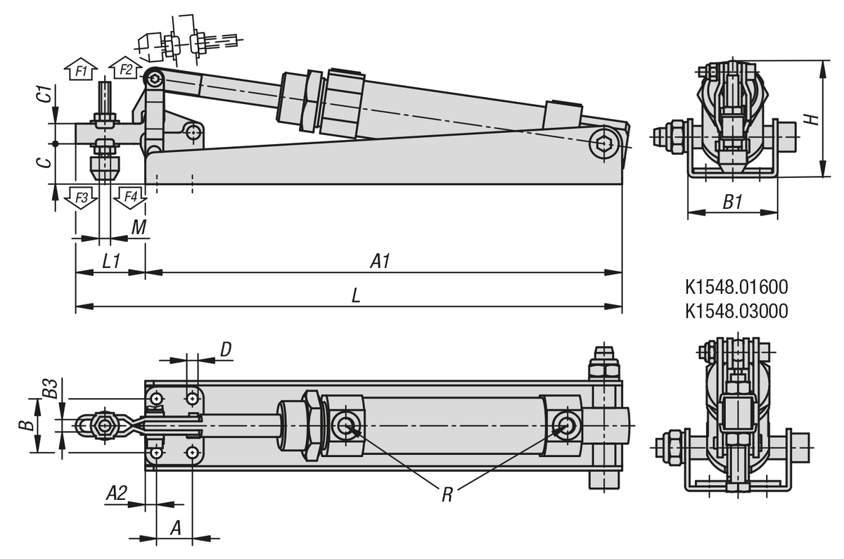 KIPP Horizontal Pneumatic Clamps